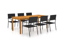 vidaXL 7 Piece Garden Dining Set Black