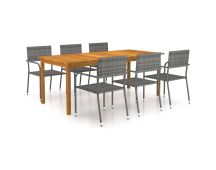 vidaXL 7 Piece Garden Dining Set Grey