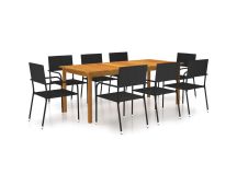 vidaXL 9 Piece Garden Dining Set Black