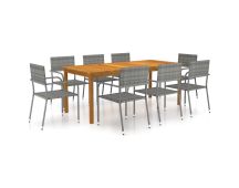 vidaXL 9 Piece Garden Dining Set Grey