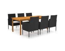 vidaXL 7 Piece Garden Dining Set Black