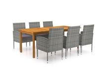 vidaXL 7 Piece Garden Dining Set Grey