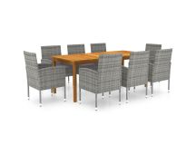 vidaXL 9 Piece Garden Dining Set Grey