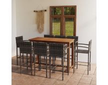 vidaXL 9 Piece Garden Bar Set Grey