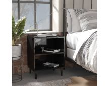 vidaXL Bed Cabinets with Metal Legs 2 pcs High Gloss Black 40x30x50 cm