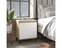 vidaXL Bed Cabinets Metal Legs 2 pcs Sonoma Oak and White 40x30x50 cm