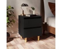 vidaXL Bed Cabinets with Solid Pinewood Legs 2 pcs Black 40x35x50 cm