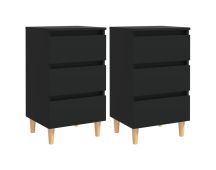 vidaXL Bed Cabinets with Solid Wood Legs 2 pcs Black 40x35x69 cm