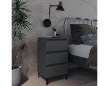 vidaXL Bed Cabinet with Metal Legs Grey 40x35x69 cm