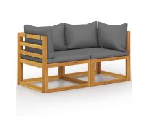 vidaXL 2-seater Garden Bench with Dark Grey Cushions