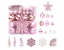 vidaXL 65 Piece Christmas Bauble Set Pink/Red/White