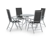 vidaXL 5 Piece Garden Dining Set Aluminium and Textilene Silver