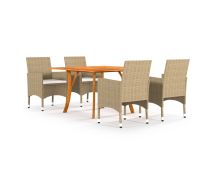 vidaXL 5 Piece Garden Dining Set Beige