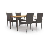 vidaXL 5 Piece Garden Dining Set Poly Rattan Brown