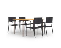 vidaXL 5 Piece Garden Dining Set Poly Rattan Black