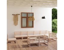 vidaXL11 Piece Garden Lounge Set Solid Pinewood