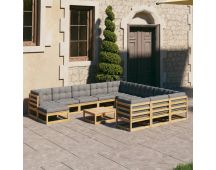 vidaXL 13 Piece Garden Lounge Set with Cushions Solid Pinewood