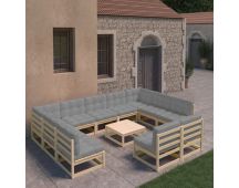 vidaXL 12 Piece Garden Lounge Set with Cushions Solid Pinewood