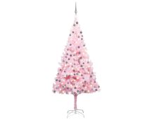 vidaXL Artificial Pre-lit Christmas Tree with Ball Set Pink 210 cm PVC