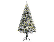 vidaXL Artificial Pre-lit Christmas Tree with Flocked Snow Green 120 cm