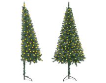 vidaXL Corner Artificial Pre-lit Christmas Tree Green 120 cm PVC