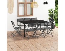 vidaXL 9 Piece Outdoor Dining Set Steel