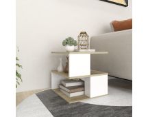 vidaXL Side Table Sonoma Oak and White 40x40x40 cm Engineered Wood