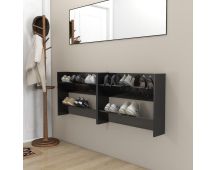 vidaXL Wall Shoe Cabinets 2 pcs High Gloss Black 80x18x60 cm Engineered Wood