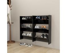 vidaXL Wall Shoe Cabinets 2 pcs Black 60x18x90 cm Engineered Wood