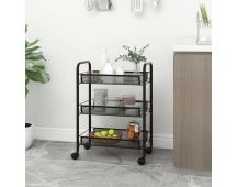 vidaXL 3-Tier Kitchen Trolley Black 46x26x64 cm Iron