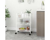 vidaXL 3-Tier Kitchen Trolley White 46x26x64 cm Iron