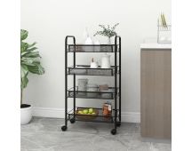 vidaXL 4-Tier Kitchen Trolley Black 46x26x85 cm Iron