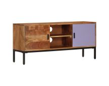 vidaXL TV Cabinet Honey Brown and Grey 110x30x50 cm Solid Wood Acacia