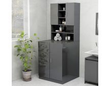 vidaXL Washing Machine Cabinet High Gloss Grey
