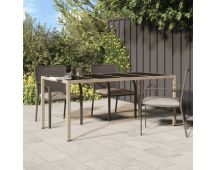 vidaXL Garden Table Beige 190x90x75 cm Tempered Glass and Poly Rattan