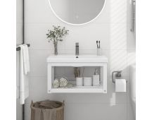 vidaXL Wall-mounted Bathroom Washbasin Frame White 59x38x31 cm Iron