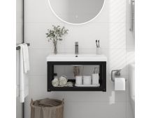 vidaXL Wall-mounted Bathroom Washbasin Frame Black 59x38x31 cm Iron