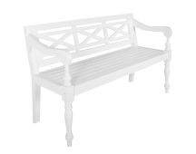 vidaXL Batavia Bench 123 cm Solid Mahogany Wood White