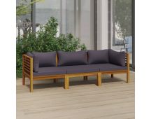 vidaXL 3-Seater Garden Sofa with Cushion Solid Acacia Wood