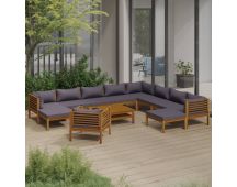 vidaXL 12 Piece Garden Lounge Set with Cushion Solid Acacia Wood