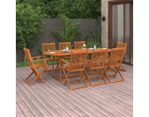 vidaXL 9 Piece Garden Dining Set 220x90x75 cm Solid Wood Acacia