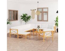 vidaXL 12 Piece Garden Lounge Set with Cream Cushions Solid Teak Wood