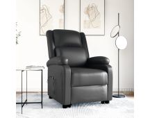 vidaXL Stand up Reclining Chair Black Real Leather