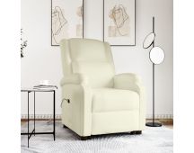 vidaXL Stand up Reclining Chair Cream Real Leather