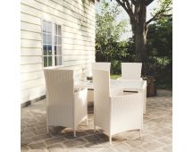 vidaXL 5 Piece Outdoor Dining Set with Cushions Poly Rattan White