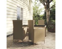 vidaXL 5 Piece Outdoor Dining Set with Cushions Poly Rattan Beige