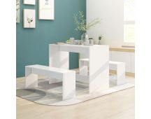 vidaXL 3 Piece Dining Set White Engineered Wood