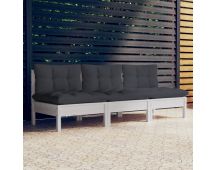 vidaXL 3-Seater Garden Sofa with Anthracite Cushions Solid Pinewood