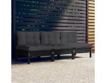 vidaXL 3-Seater Garden Sofa with Anthracite Cushions Solid Pinewood