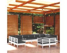 vidaXL 12 Piece Garden Lounge Set with Cushions White Solid Pinewood